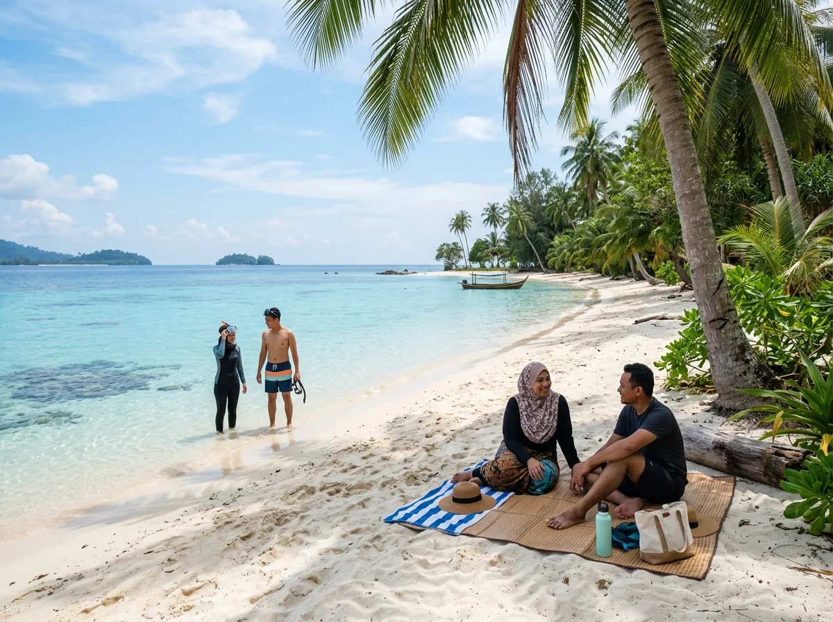Pantai tenang Pulau Sibu untuk snorkeling