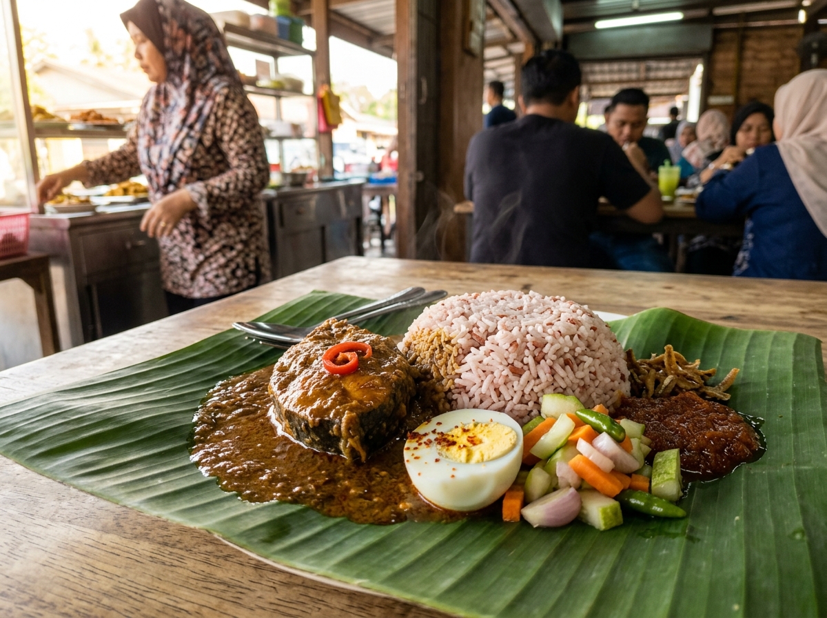 Nasi Dagang Kuala Terengganu dengan ikan tongkol