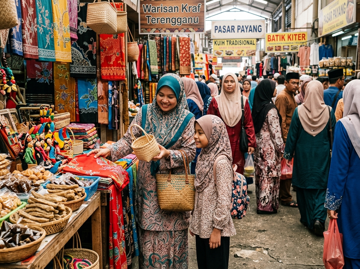 Pasar Payang dengan penjual barang tradisional