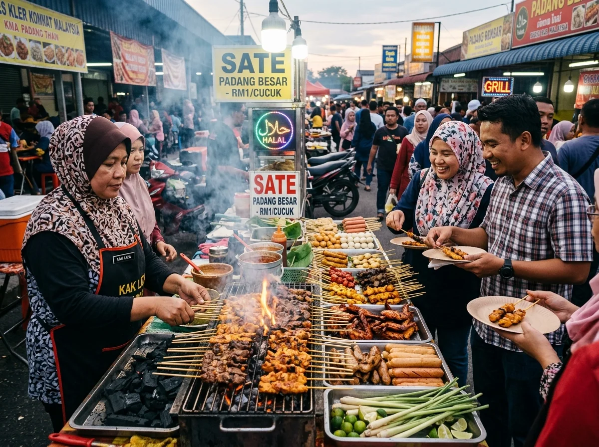 Gerai makanan jalanan di pasar sempadan Padang Besar