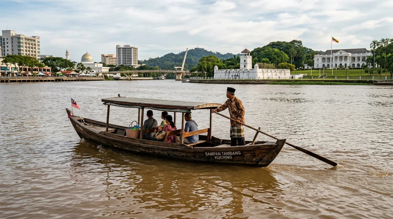 Bot tambang kayu Sungai Sarawak Kuching