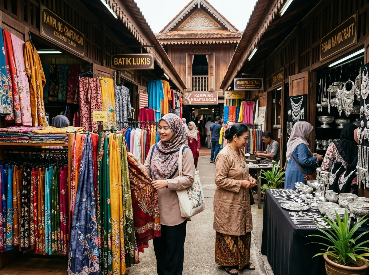 Pengrajin batik bekerja di Kampung Kraftangan Kota Bharu