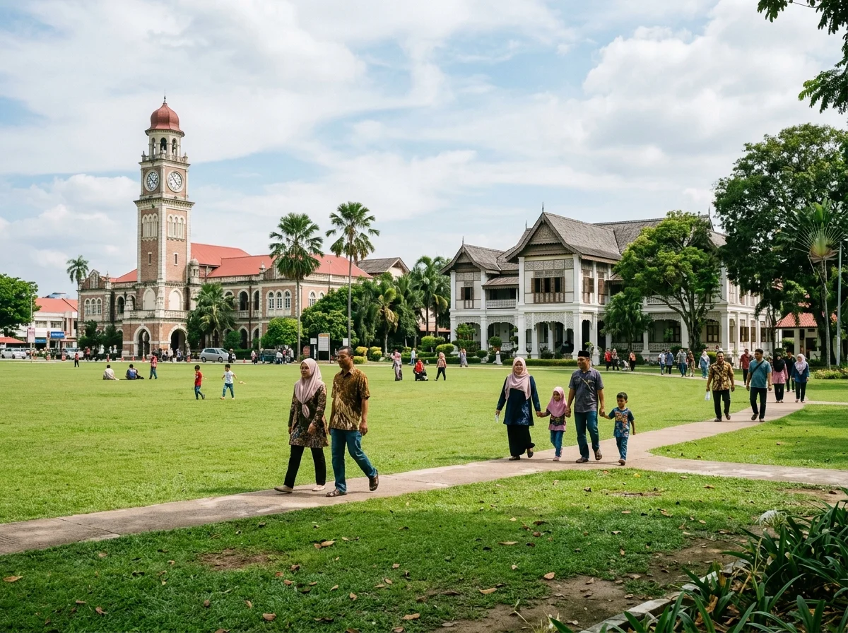 Padang Merdeka Kota Bharu dengan bangunan lama persekitarannya
