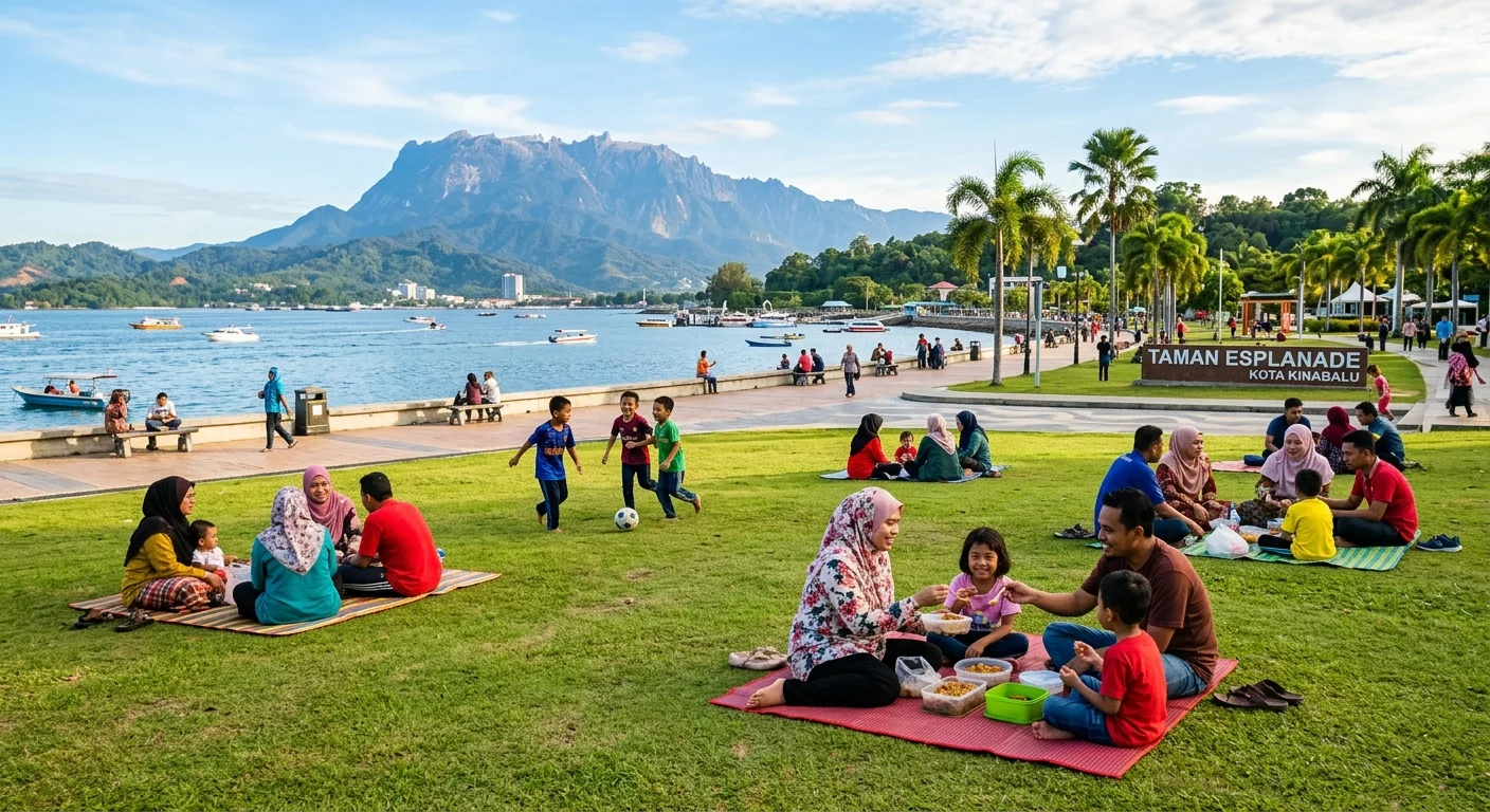 Taman Esplanade KK — taman percuma tepi laut