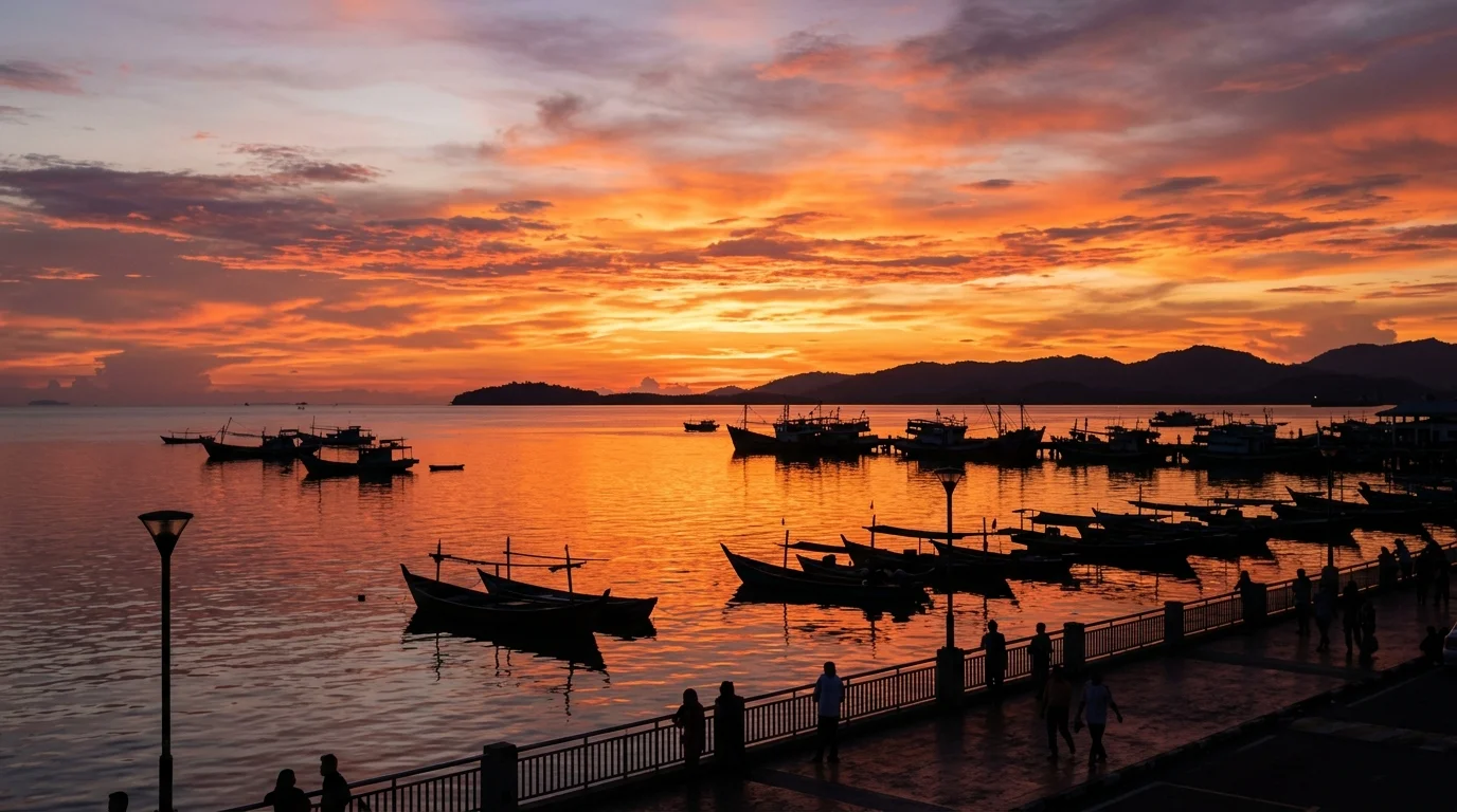 Matahari terbenam Tawau dari kawasan tepi laut