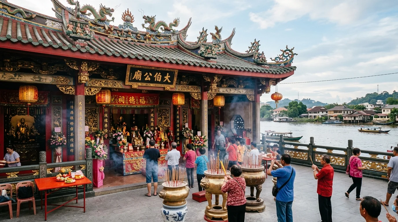 Kuil Tua Pek Kong tepi sungai Kuching