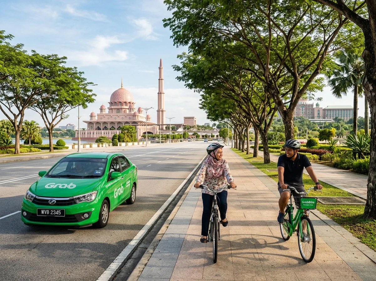 Bergerak dalam Putrajaya menaiki Grab dan basikal