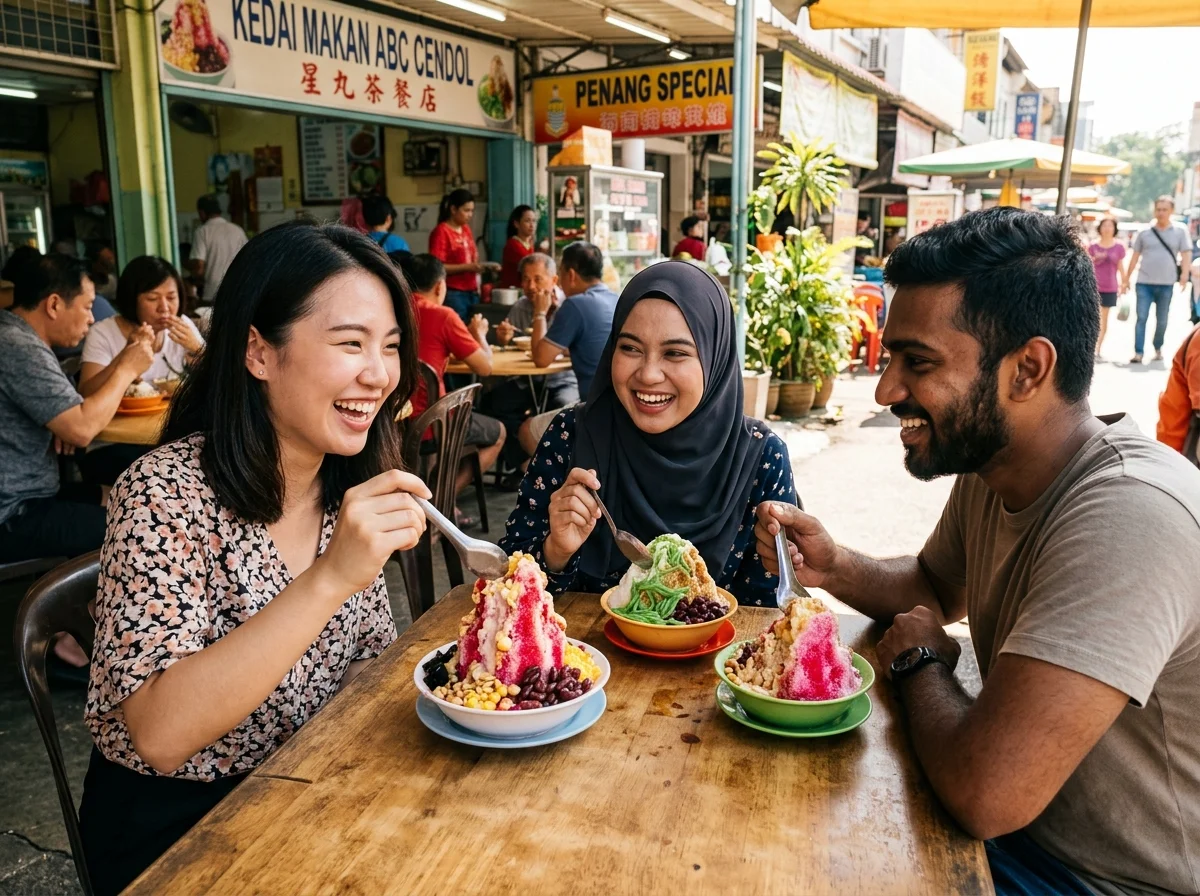 ABC ais kacang dan cendol dengan pelbagai topping