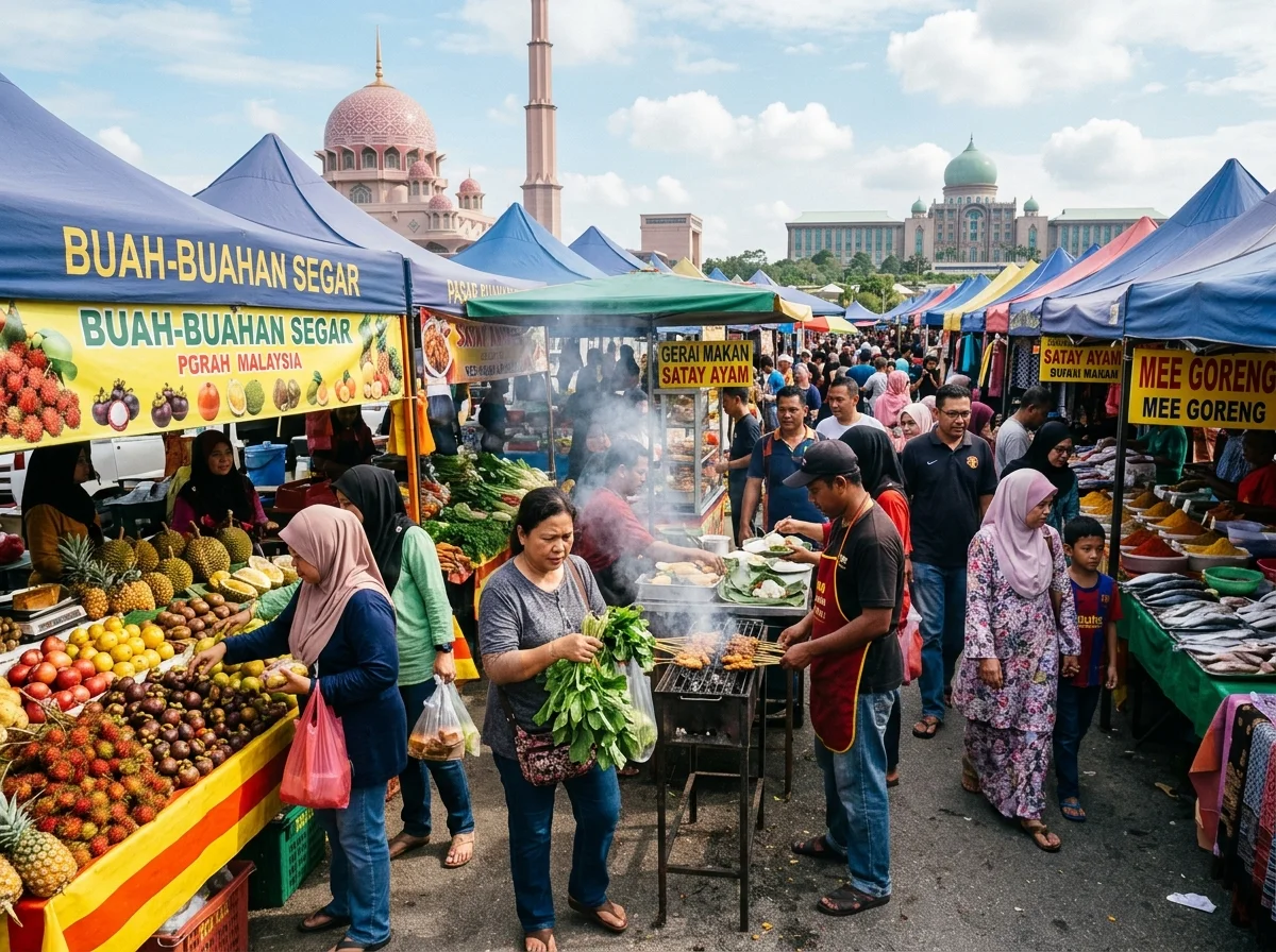Pasar tempatan di Putrajaya dengan hasil segar
