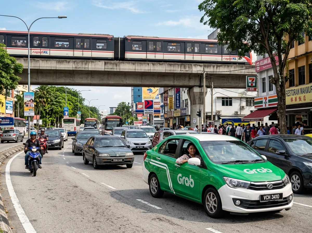 Bergerak dalam Petaling Jaya dengan Grab dan LRT