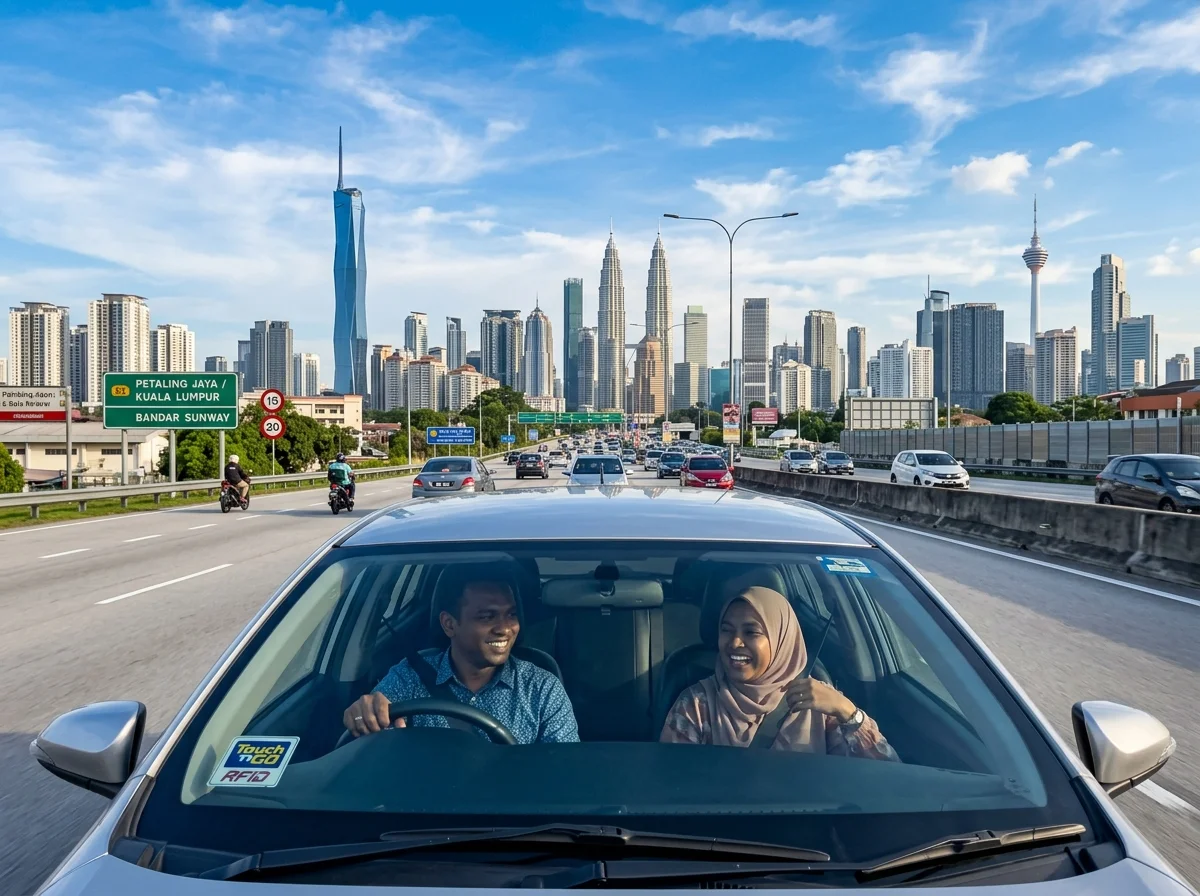 Memandu di Lebuhraya Persekutuan menuju Petaling Jaya