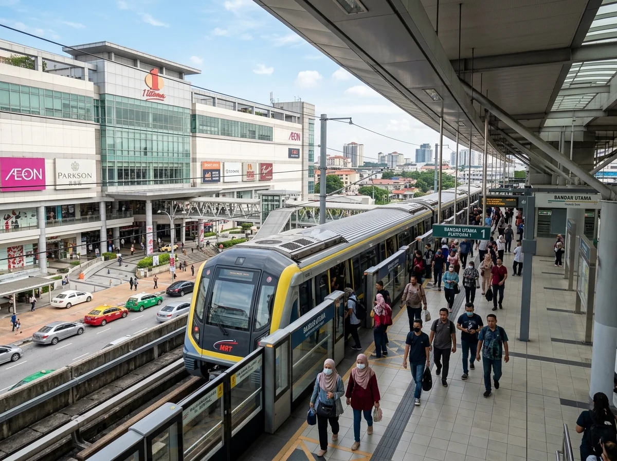 Tren MRT di stesen Bandar Utama Petaling Jaya
