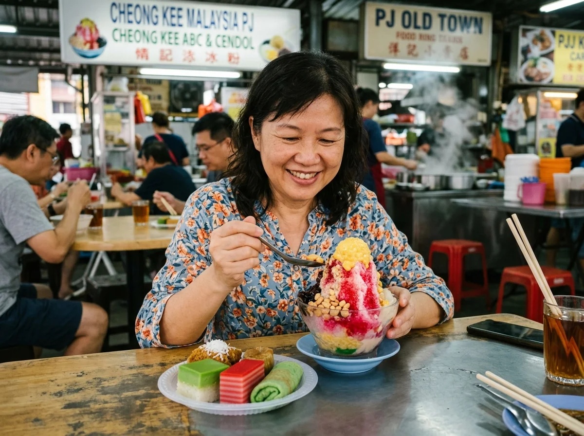 Ais kacang ABC dan kuih tempatan di Petaling Jaya