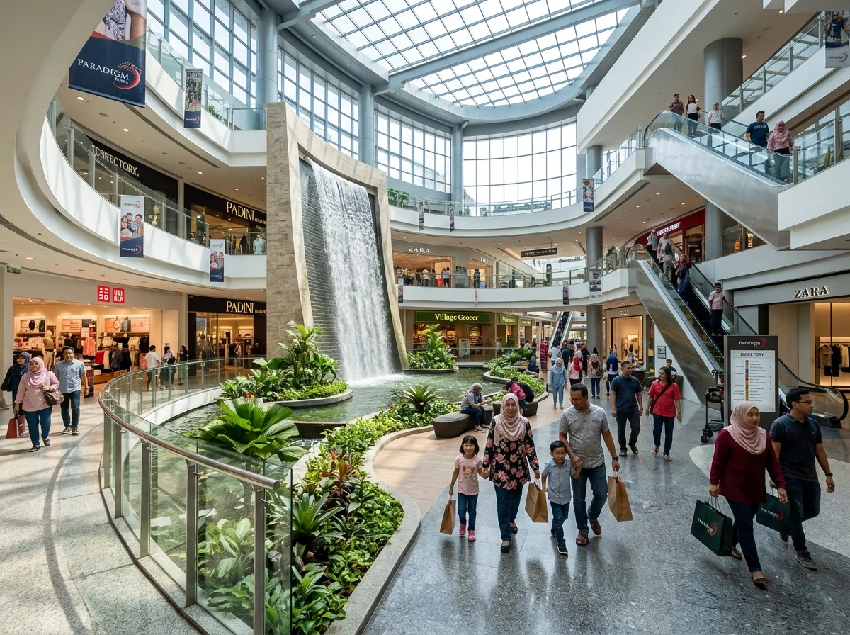 Paradigm Mall Petaling Jaya dengan air terjun dalaman