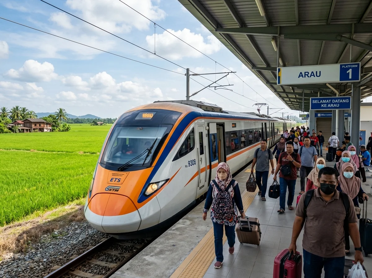 Tren ETS tiba di stesen Arau, Perlis