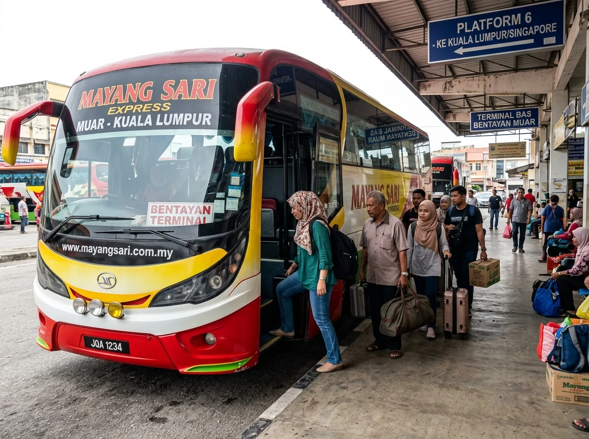 Bas ekspres tiba di Terminal Bentayan Muar