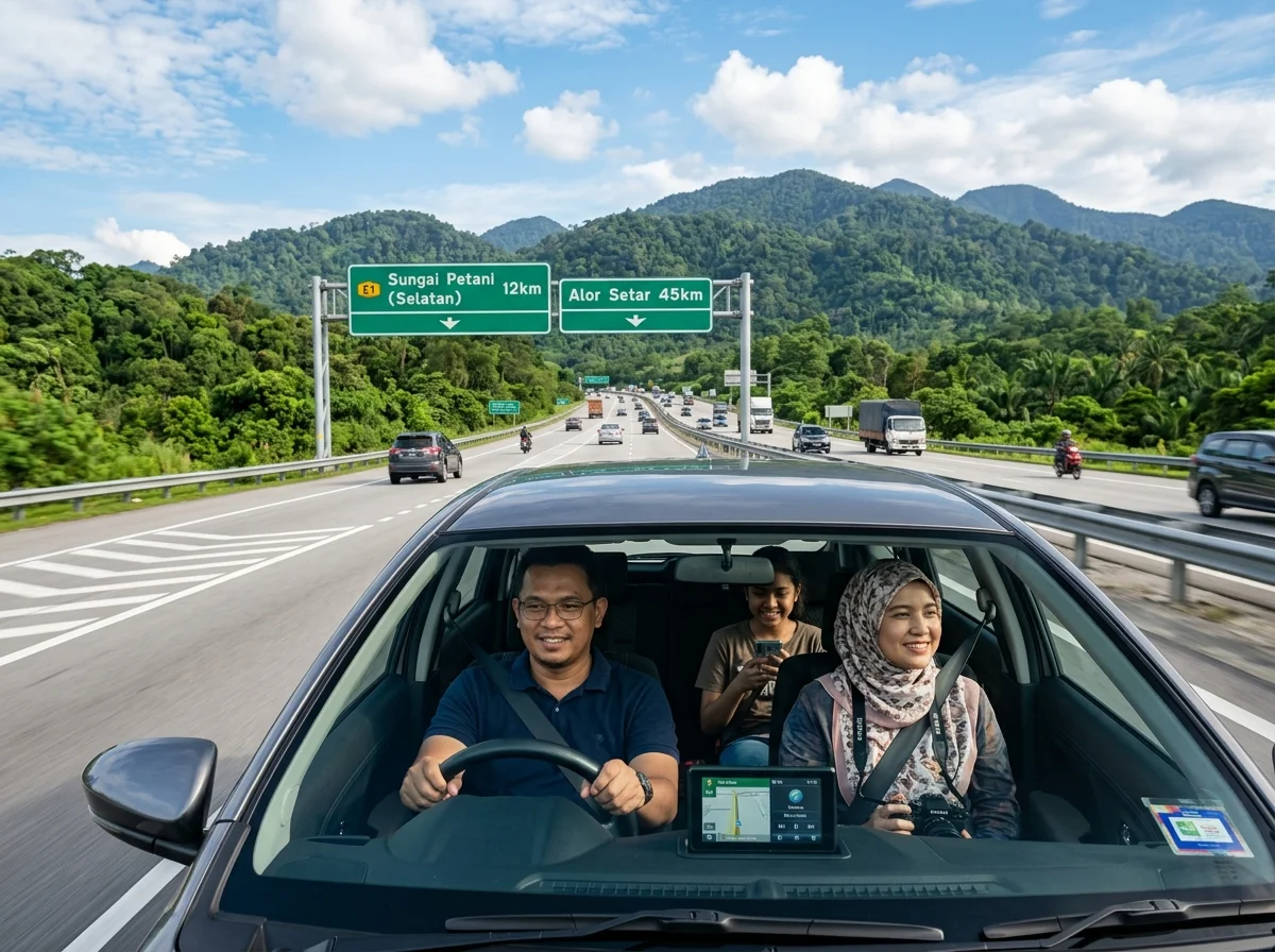 Memandu di Lebuhraya PLUS menuju Sungai Petani