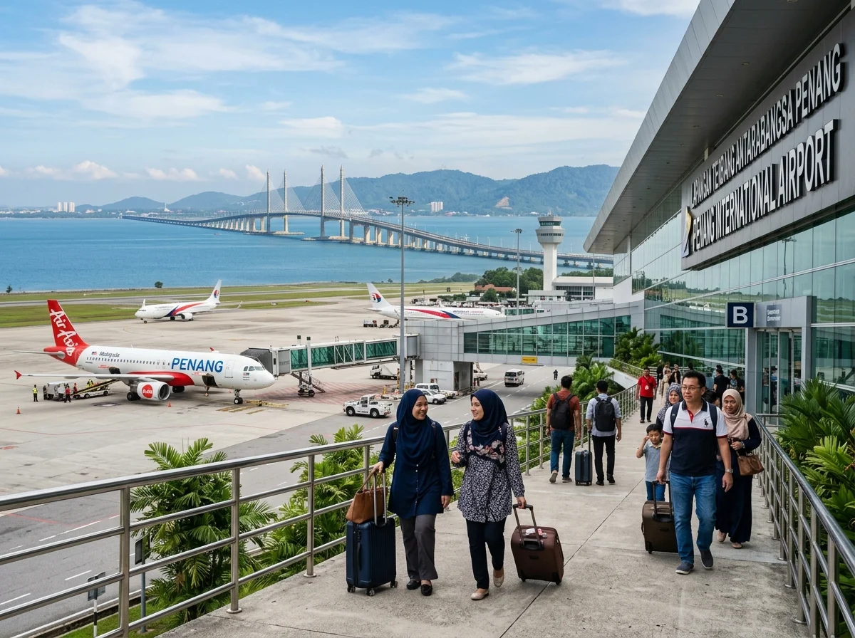 Lapangan Terbang Antarabangsa Pulau Pinang dengan Jambatan Pulau Pinang