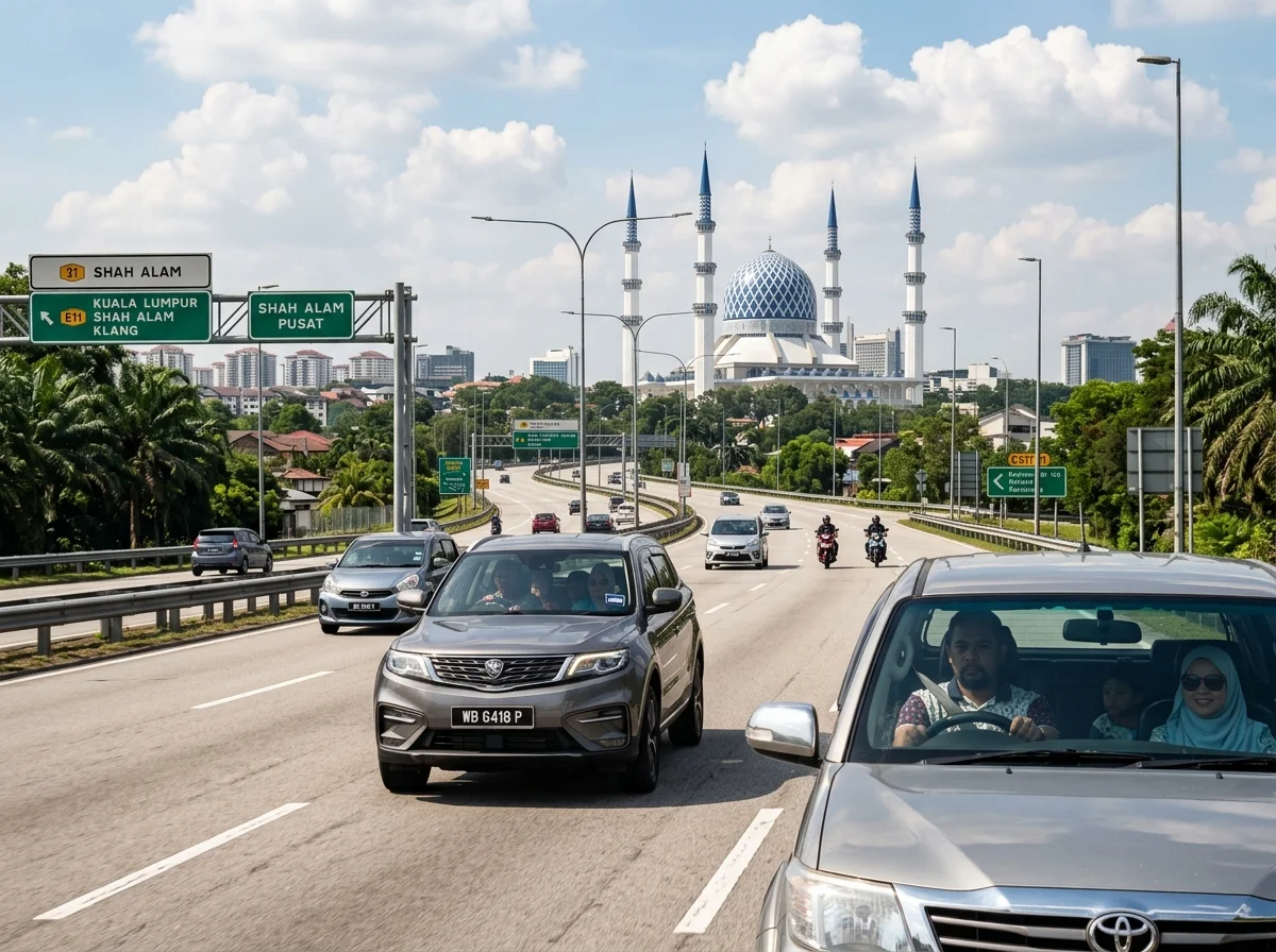 Memandu di Federal Highway menuju Shah Alam