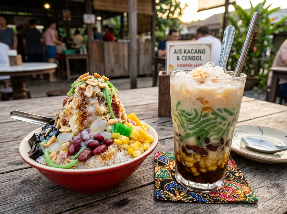 ABC ais kacang dan cendol dengan pelbagai topping