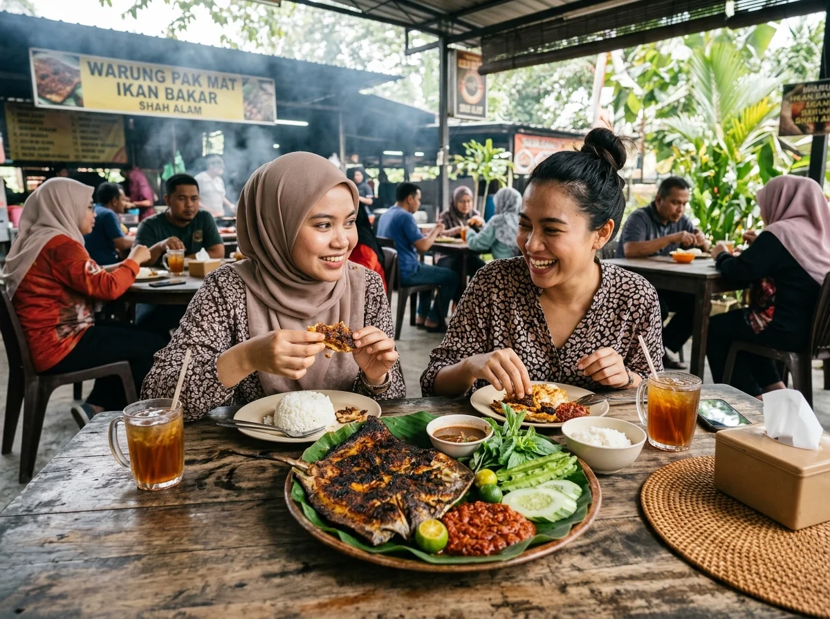 Ikan bakar dengan sambal di kedai makan Shah Alam