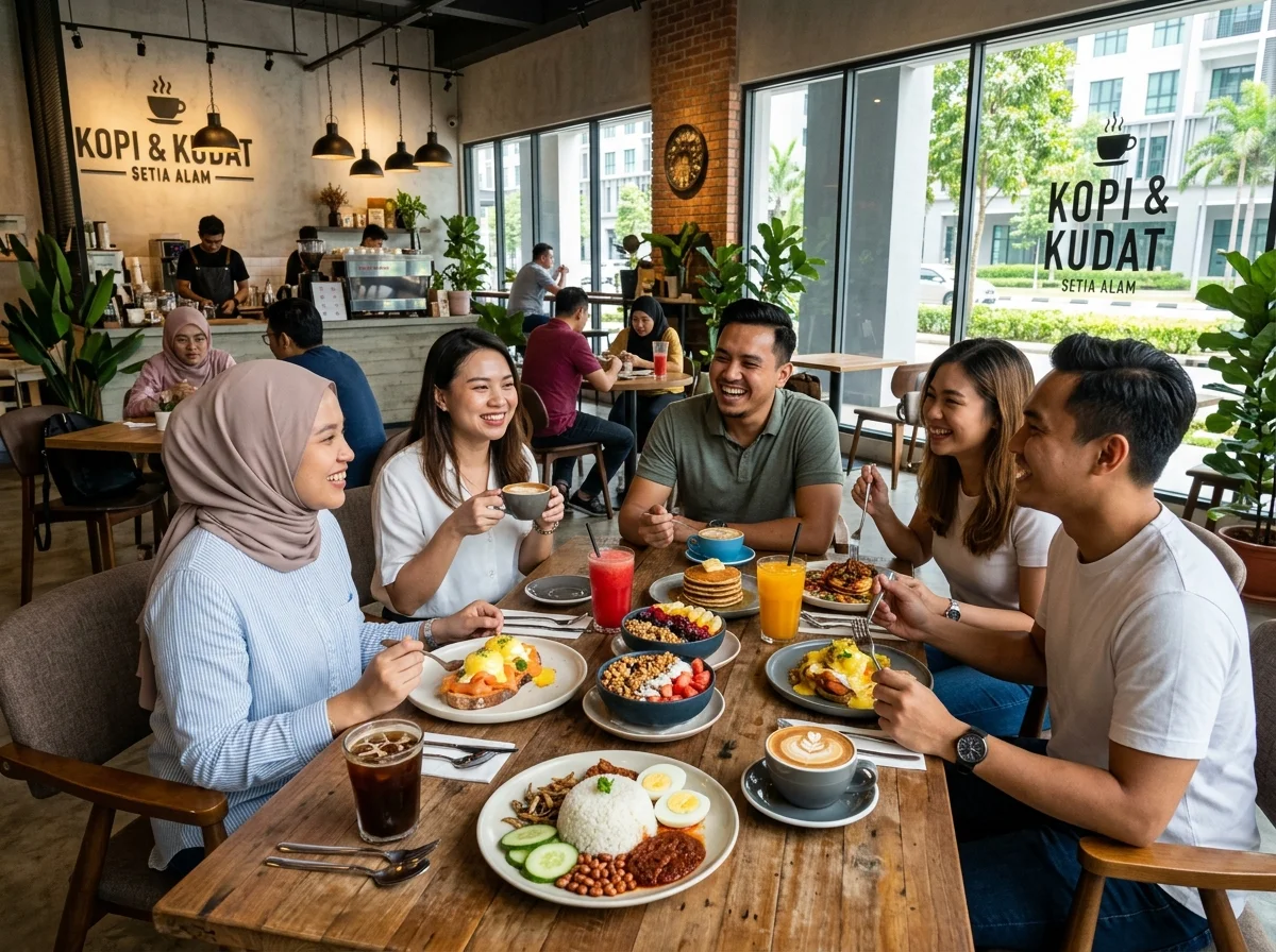 Kafe moden di Setia Alam Shah Alam dengan kopi dan hidangan brunch