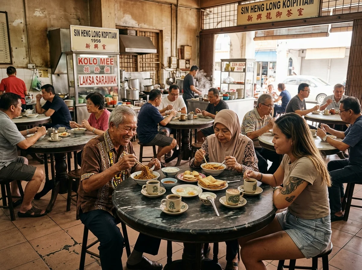 Kopitiam dan gerai pekan lama Sri Aman