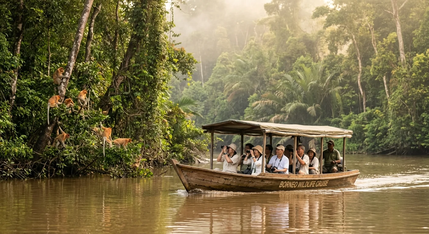 Kinabatangan River cruise Sandakan — bot sungai dan hutan Borneo