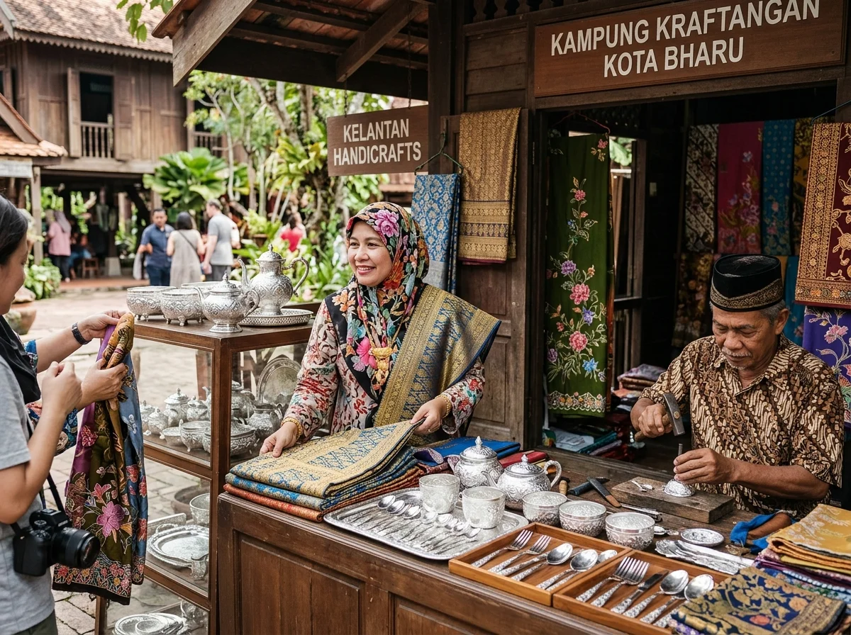 Pengrajin perak membuat barang kraftangan di Kampung Kraftangan Kota Bharu