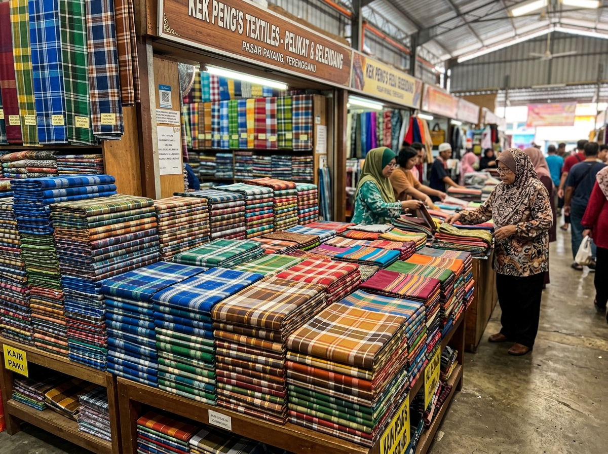 Kain pelikat dan selendang tradisional Terengganu