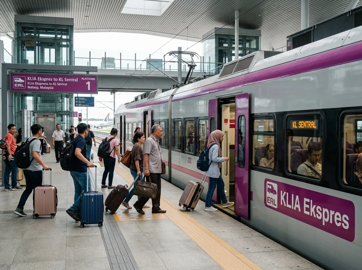 Tren KLIA Ekspres ERL menuju lapangan terbang Sepang