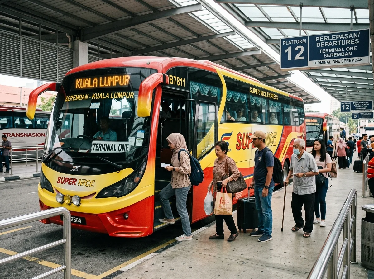 Bas ekspres di terminal Terminal One Seremban