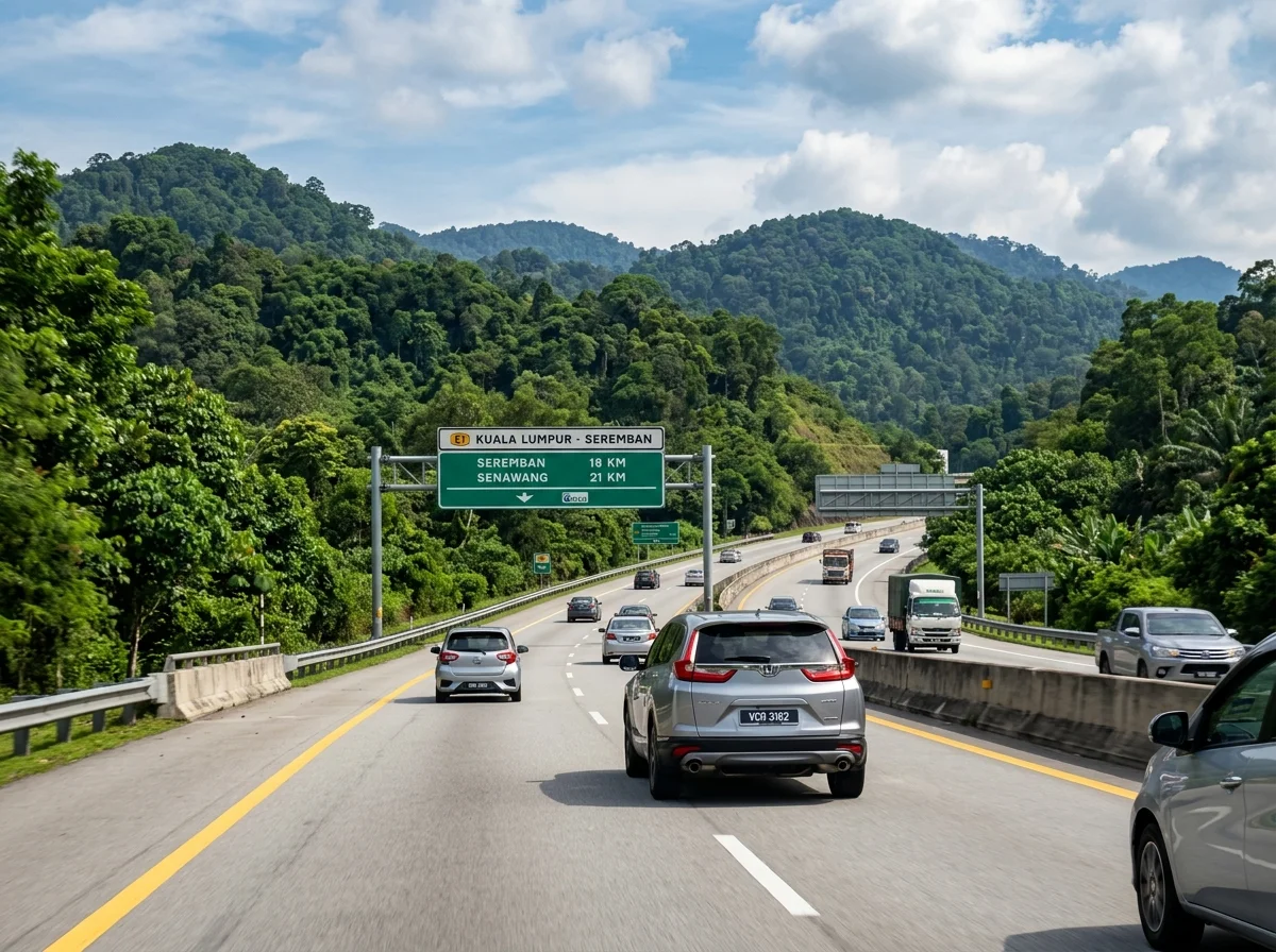 Kereta di Lebuhraya PLUS menuju Seremban