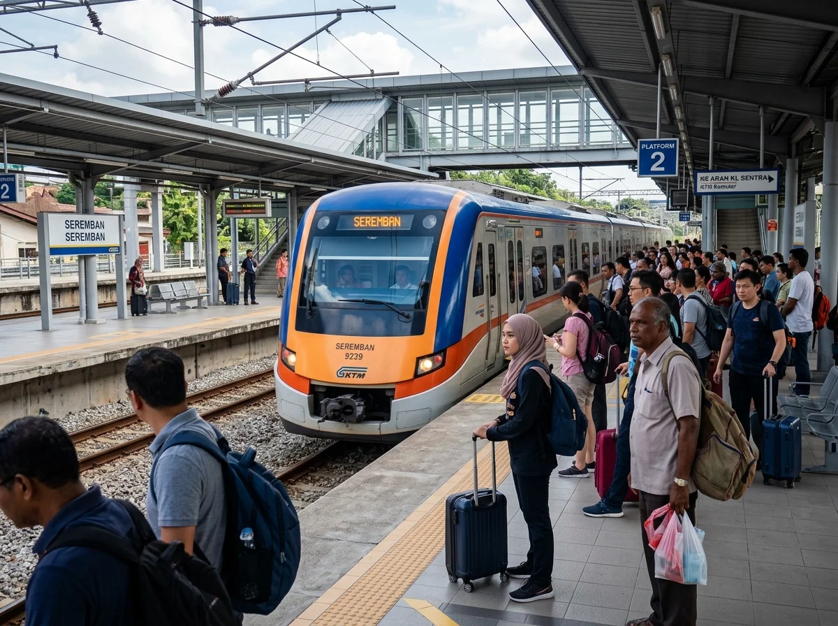 Tren KTM Komuter tiba di stesen Seremban