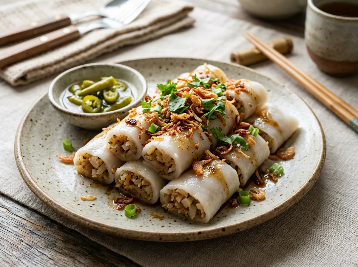 Chee Cheong Fun Teluk Intan gaya kering dengan cili jeruk