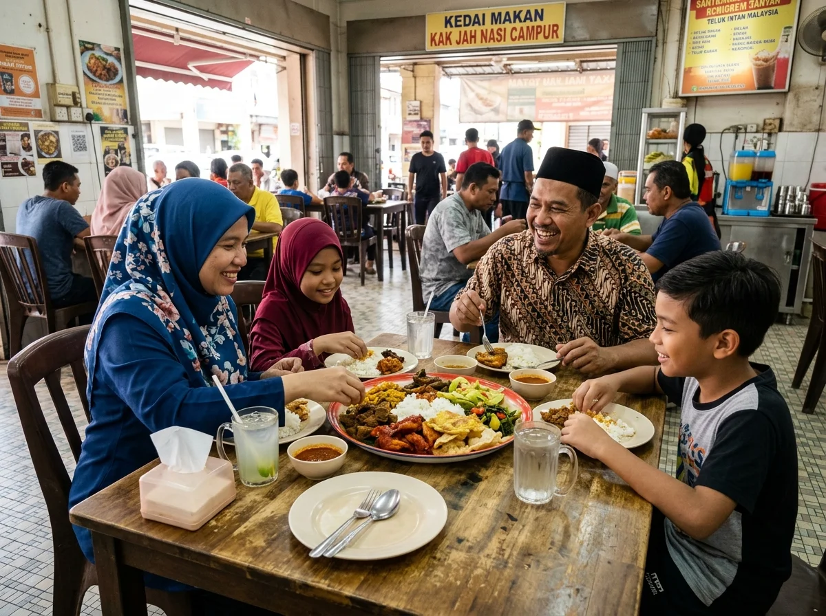 Hidangan halal nasi campur untuk pelancong Muslim