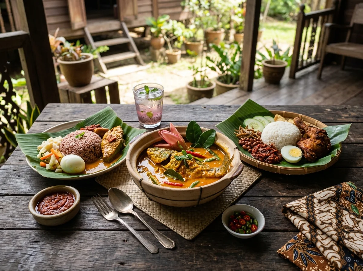 Hidangan menu kampung di restoran D'Tasik Motel