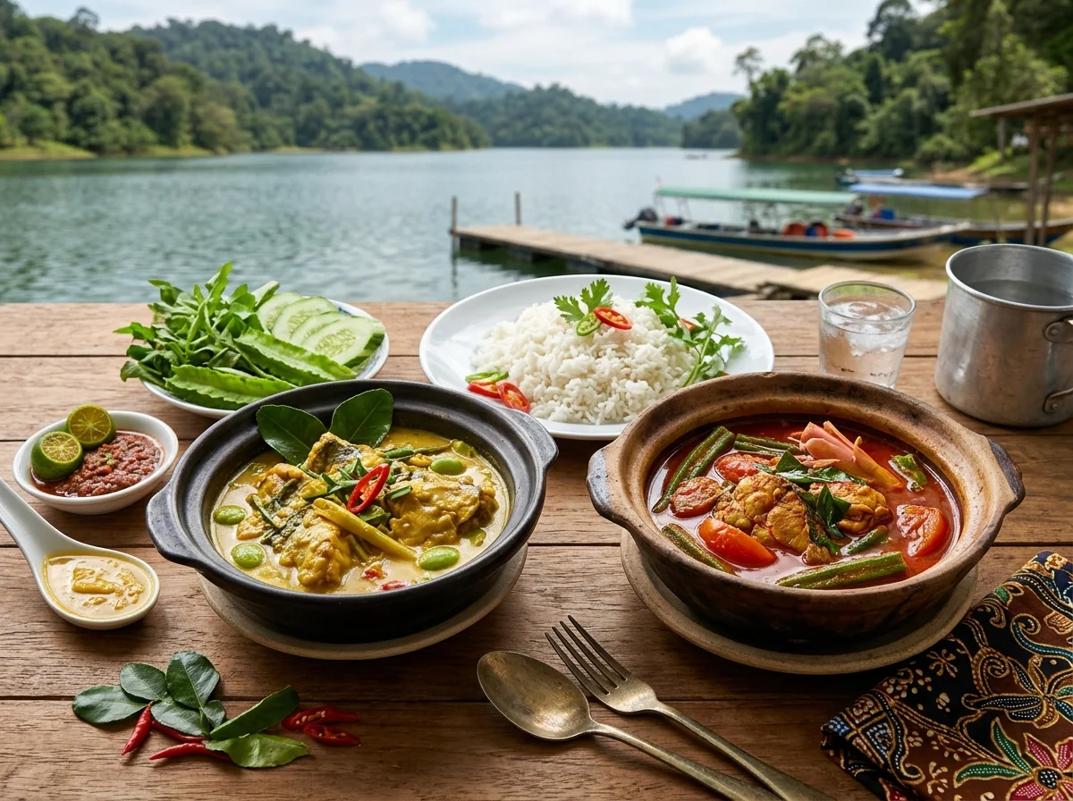 Ikan patin masak tempoyak dan baung asam pedas Tasik Kenyir