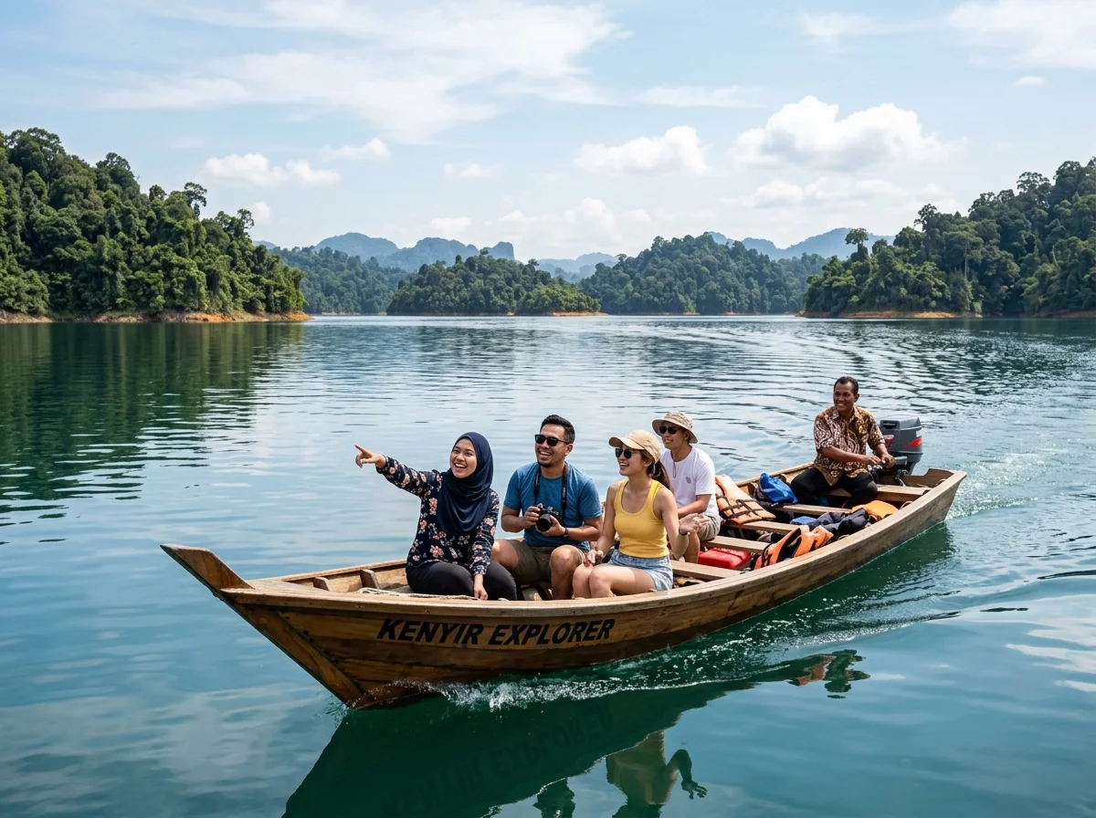 Tur bot island hopping antara pulau Tasik Kenyir