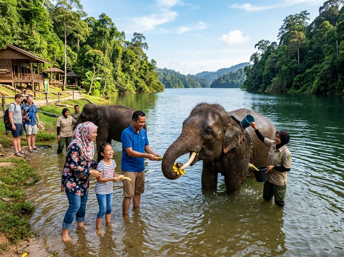 Gajah di Pusat Konservasi Gajah Kenyir (KECV)