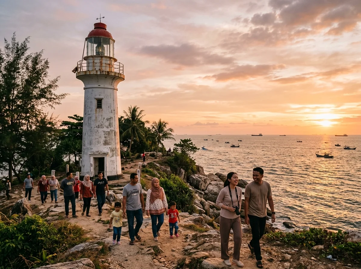 Rumah Api Tanjung Laboh menghadap Selat Melaka