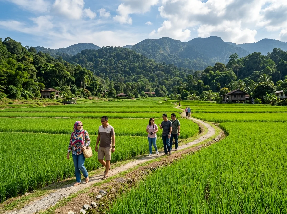 Hamparan sawah padi hijau Balik Pulau