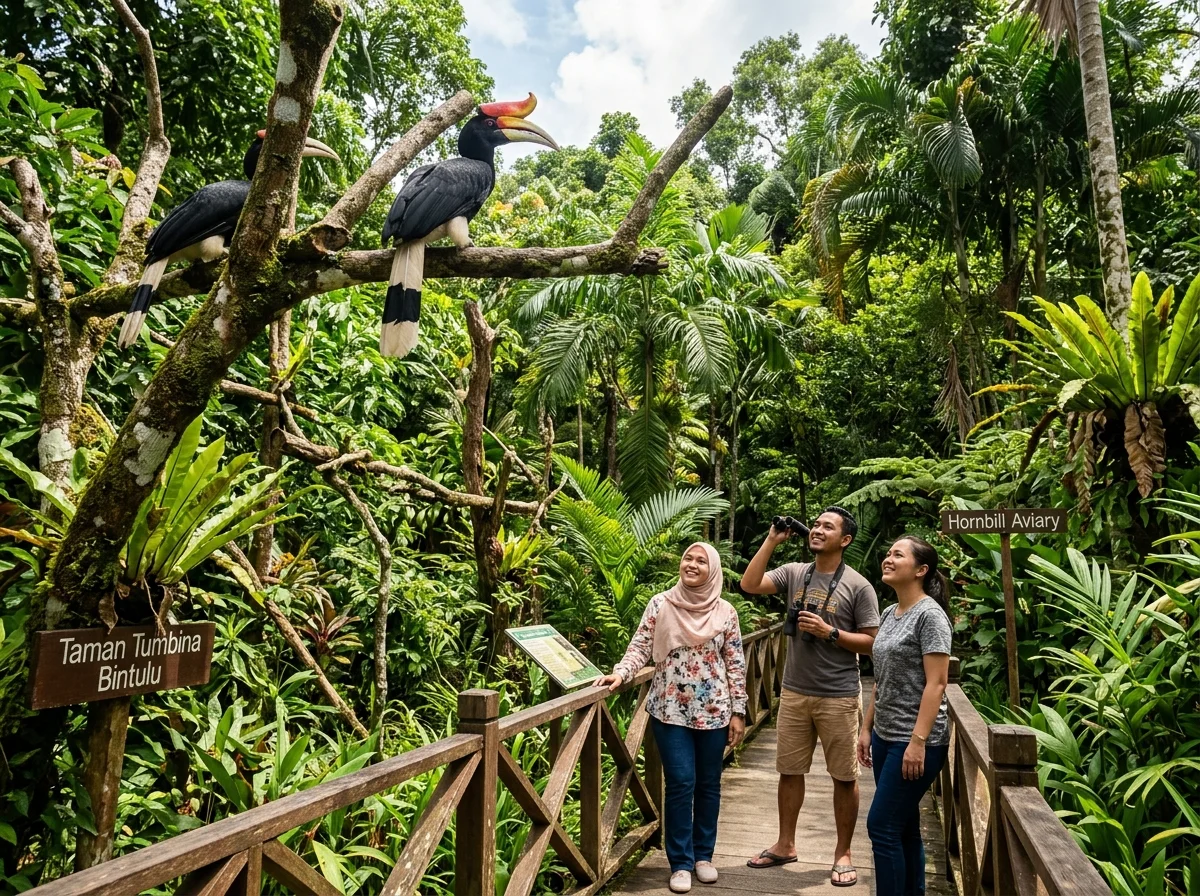 Taman Tumbina Bintulu dengan burung enggang dan kehijauan tropika