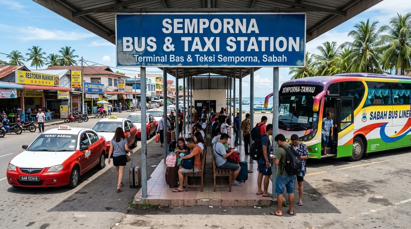 Bas dan teksi ke Semporna dari Tawau