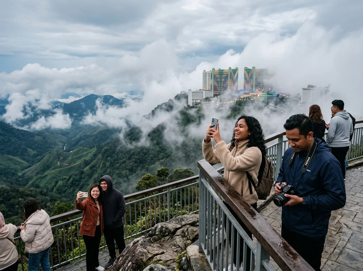 Suasana sejuk berkabus di puncak Genting Highlands