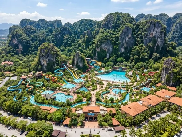 Taman tema Lost World of Tambun dengan kolam air panas dan keajaiban alam