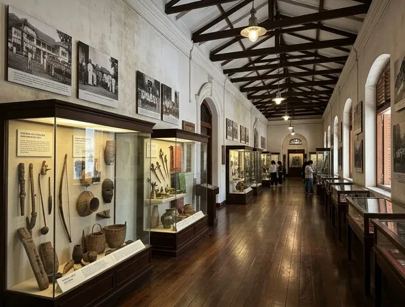 Bangunan museum bersejarah dengan koleksi artefak tradisional