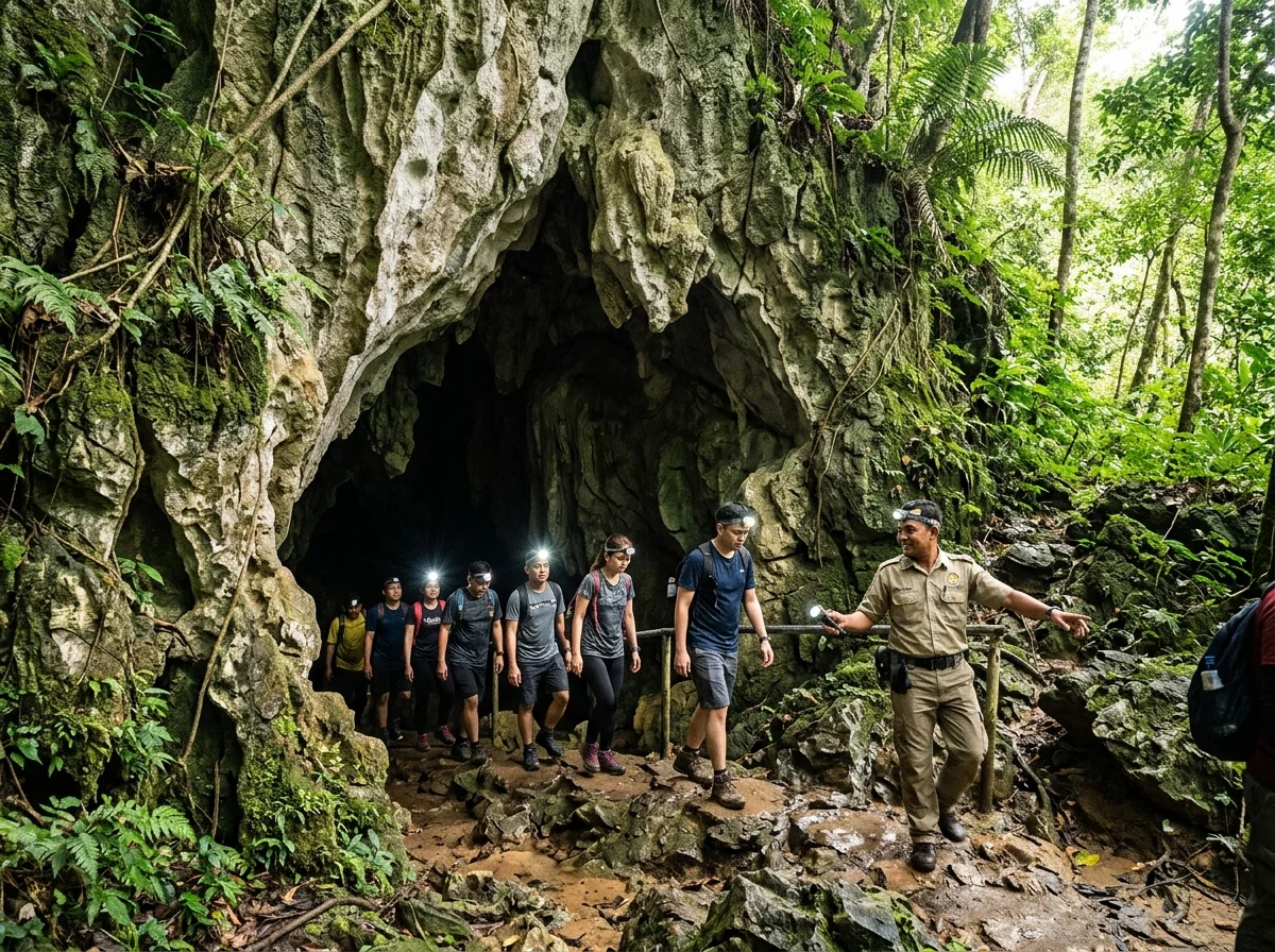 Pintu masuk gua batu kapur Gua Telinga
