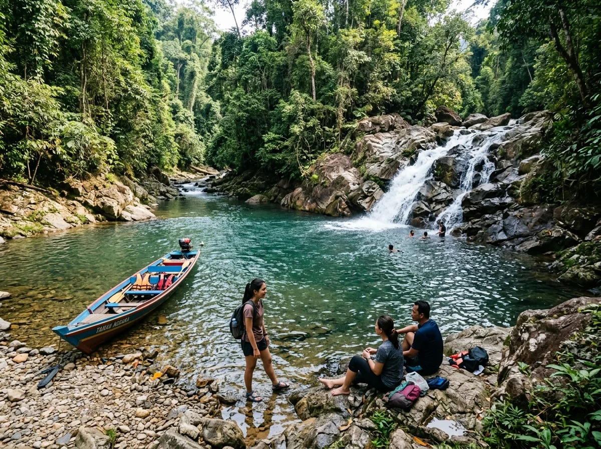 Air terjun dan lubuk jernih Lata Berkoh di Sungai Tahan