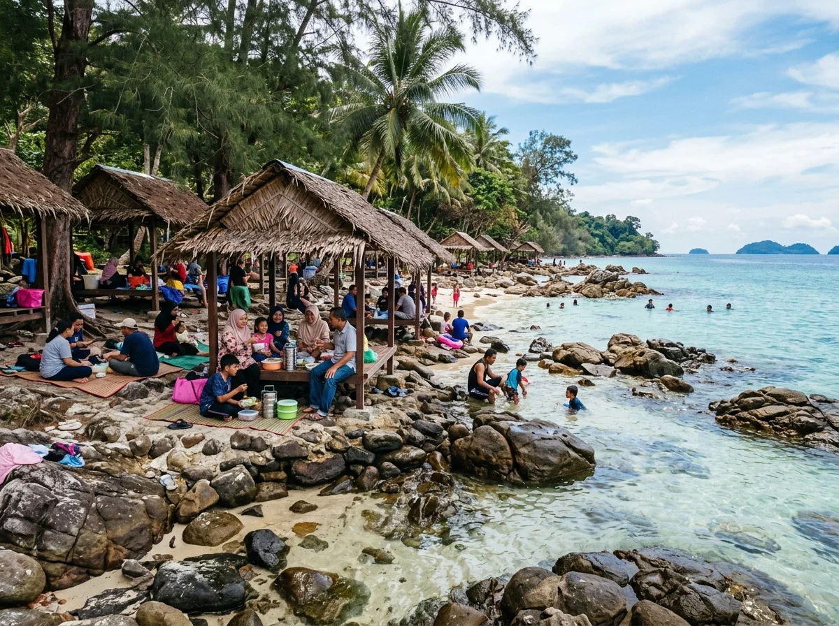 Pantai berbatu Bak Bak dengan kemudahan asas
